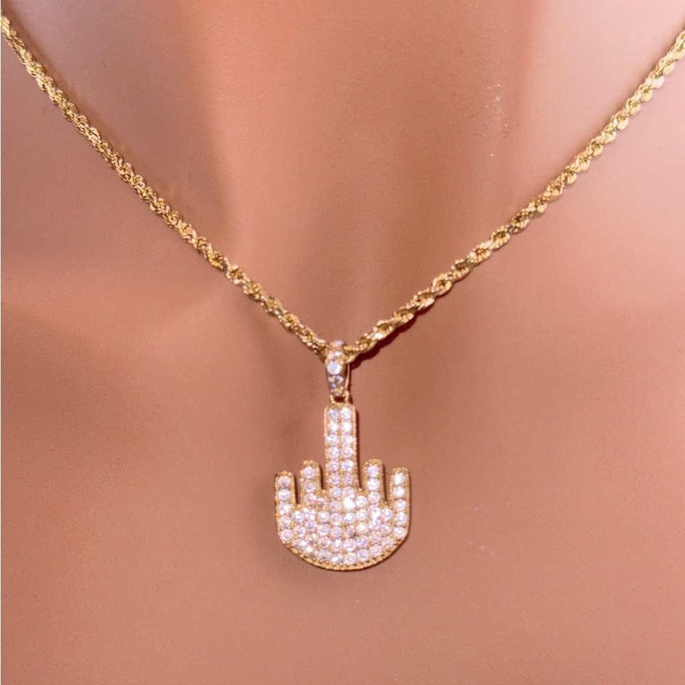 10k Gold Charm, Unisex pendant, Solid Gold finger pendant, Funny keepsake Gift